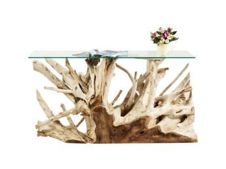 Κονσόλα Roots Ξύλο Καφέ  150x40x75 εκ - Ξύλο/Ρατταν/Nature