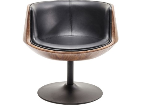 Πολυθρόνα Club 54 Δερματίνη Καφέ-Μαύρο 62x61x75εκ - Μαύρο