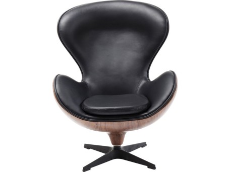 Περιστρεφόμενη Καρέκλα Lounge Black Walnut 43x63.5x114εκ - Μαύρο