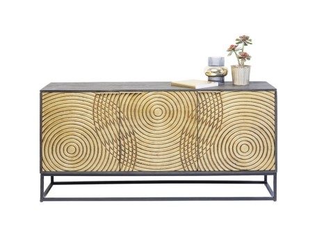 Μπουφές Circulo Μαύρο-Μπεζ  160x40x80εκ - Χρυσό