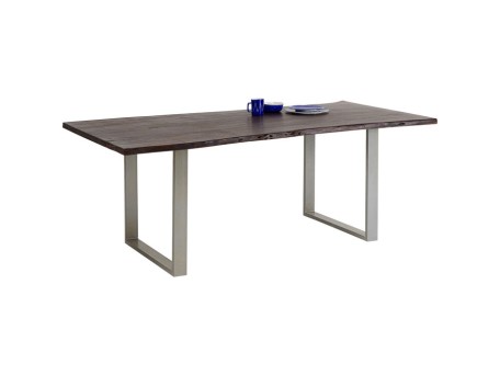 Table Harmony Ακακία Σκούρο Καφέ-Ασημί 200x100x76εκ - Ασημί