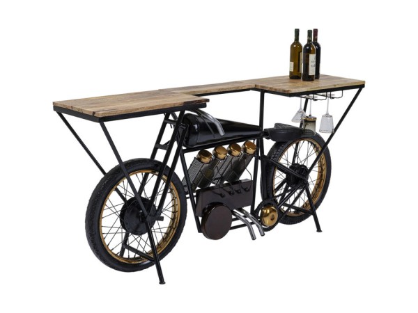 Κονσόλα Μοτοσυκλέτα Μεταλλική Μαύρη-Καφέ  180x43x90εκ - Μαύρο