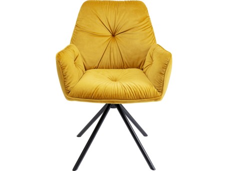 Καρέκλα Περιστρεφόμενη  Mila Βελούδο Κίτρινη 60x65x89εκ - Κίτρινο