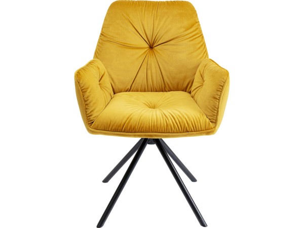 Καρέκλα Περιστρεφόμενη  Mila Βελούδο Κίτρινη 60x65x89εκ - Κίτρινο