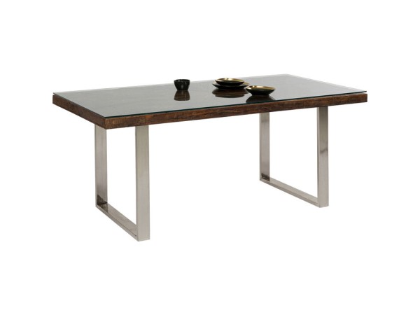 Τραπέζι Conley Chrome Καφέ  180x90x76εκ - Ασημί