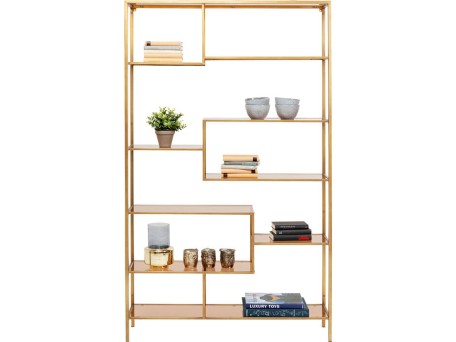 Ραφιέρα Loft Γυαλί-Μέταλλο Χρυσό 115x30x195εκ - Χρυσό