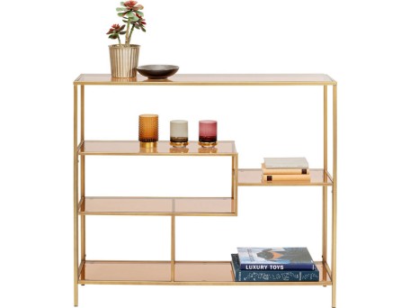 Ραφιέρα Loft Γυάλινη Χρυσή 115x30x100εκ - Χρυσό