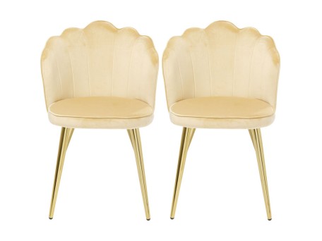 Καρέκλα Princess Βελούδο  Μπεζ (2/Σετ) 55x56.5x82εκ - Μπεζ