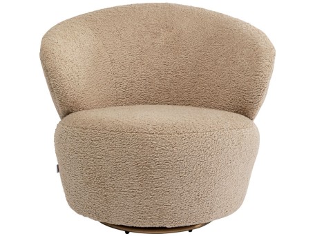 Πολυθρόνα Περιστρεφόμενη Carella Μπουκλέ Μπεζ 81x82x75εκ - Μπεζ
