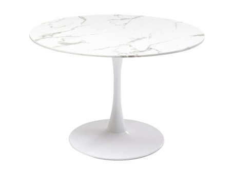 Τραπέζι Veneto  Μαρμάρινη Επιφάνεια Λευκό  110x110x73εκ - Λευκό