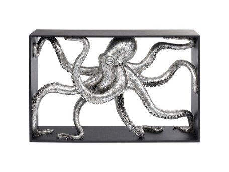 Κονσόλα Χταπόδι Calmar Μεταλλική Μαύρη -Ασημί 124x30x85εκ. - Μαύρο
