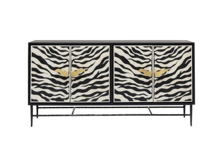 Μπουφές Zebra Ασπρόμαυρος 160x40x80εκ - Μαύρο