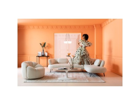 Καναπές Peppo Γωνιακός Λευκός Μπουκλέ 286x196x72 εκ. - Λευκό