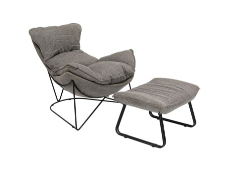 Πολυθρόνα Με Υποπόδιο  Snuggle Ύφασμα Γκρι 142*109*84εκ. - Γκρι