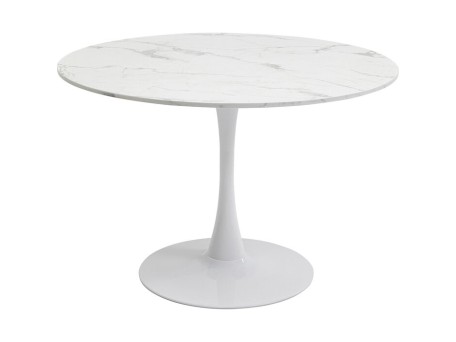 Τραπέζι Schickeria Μαρμάρινη Όψη Λευκό 110x110x74 εκ. - Λευκό