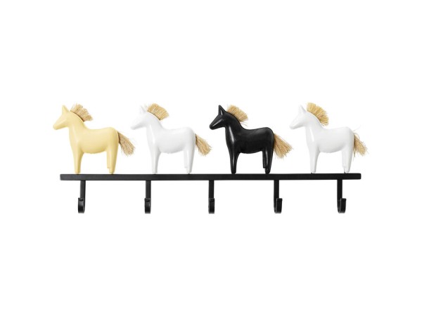 Κρεμάστρα Τοίχου Horse Riding Μαύρη/Κίτρινη/Λευκή 63x4x22 εκ. - Μαύρο