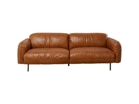 Καναπές Calgary Τριθέσιος Δερμάτινος Καφέ 226x73x88 εκ. - Καφέ