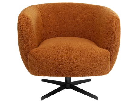 Πολυθρόνα Peony Περιστρεφόμενη Μπουκλέ Καφέ 77x80x75 εκ. - Καφέ
