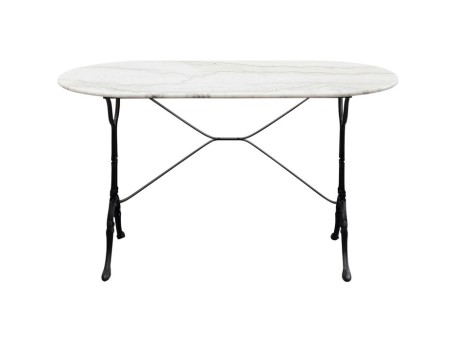 Τραπέζι Φαγητού Κήπου Bistro Άσπρο Μάρμαρο Οβάλ 120x60x71,5 εκ. - Λευκό