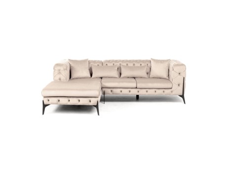 Καναπές Γωνία Αριστερή Bellissima Βελούδο Μπεζ 240x180x70εκ - Μπεζ