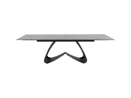 Τραπέζι Τραπεζαρίας Επεκτεινόμενο Bellagio Μαύρο Γυαλί Ασφαλείας 180x95x76 εκ. - Μαύρο