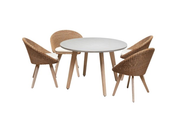 Τραπεζαρία Σετ  Mahalo (5/part) Μασίφ Ξύλο Καφέ 110*75εκ. - Καφέ