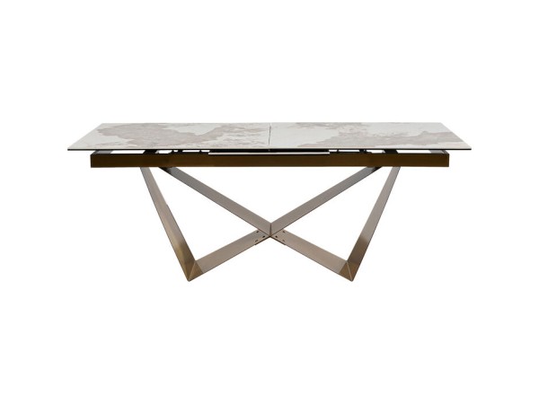 Τραπέζι Επεκτεινόμενο  Connesso Γυαλί Κεραμικό  Μπεζ/Χρυσό 200x100x76εκ. - Μπεζ