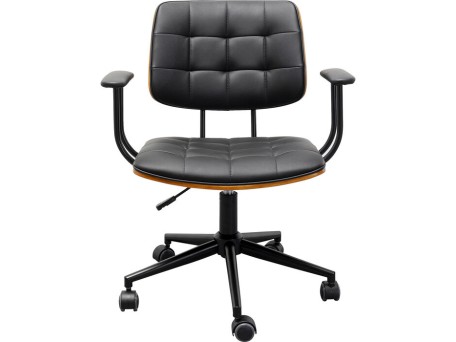 Καρέκλα Γραφείου Περιστρεφόμενη Nelly Δερματίνη Μαύρη 65x59x86.5εκ. - Μαύρο