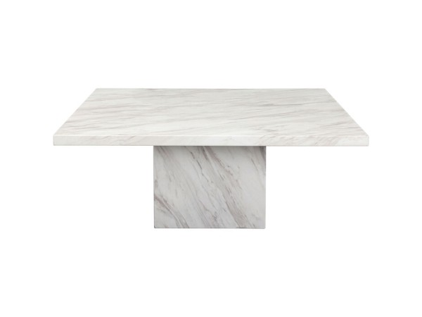 Τραπέζι Μέσης Artistico Όψη Μαρμάρου 100x100x42εκ. - Λευκό