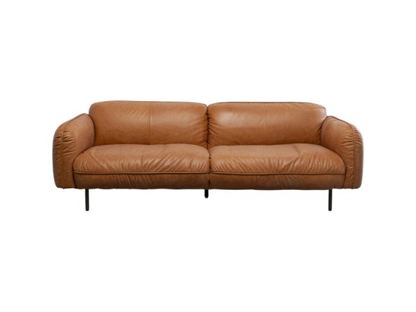 Καναπές Τριθέσιος Calgary Δερμάτινος Καφέ 228x89x73εκ. - Καφέ