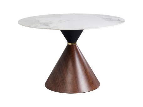 Τραπέζι Τραπεζαρίας Cono Κεραμικό Καφέ 120x120x76εκ. - Καφέ