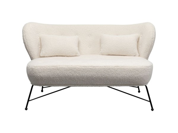 Διθέσιος Καναπές Jacky Μπουκλέ Λευκός  139x48x83εκ. - Μπεζ