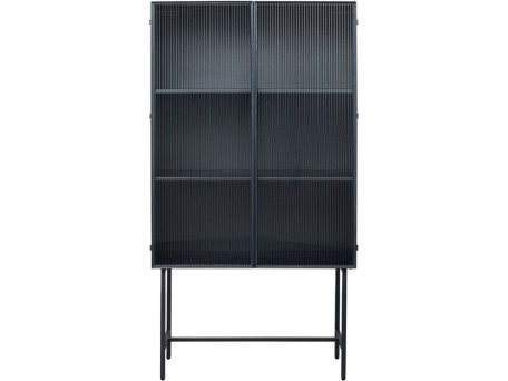 Βιτρίνα San Diego Μεταλλική Μαύρη 90x35x170εκ. - Μαύρο