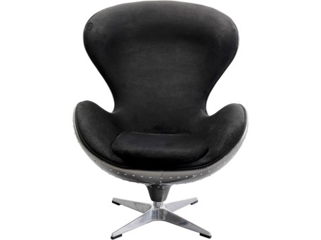 Πολυθρόνα Περιστρεφόμενη Lounge Μεταλλική Μαύρη 82x73x106εκ. - Μαύρο