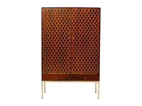 Ντουλάπα Muskat  Μασίφ Ξύλο Καφέ  115x54x180εκ - Χρυσό