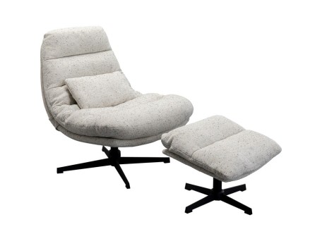 Swivel Armchair + Stool Columbia - Γκρι