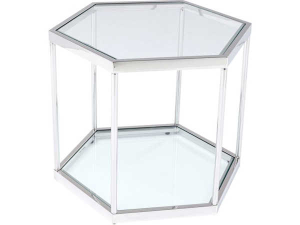 Τραπέζι Μέσης Comb Μέταλλο-Γυαλί Ασημί 55x48x45εκ - Ασημί Τραπέζι Μέσης Comb Μέταλλο-Γυαλί Ασημί 55x48x45εκ - Ασημί