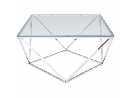 Τραπέζι Μέσης Cristallo Ασημί  80x80x45εκ - Ασημί