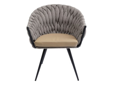 Καρέκλα Με Μπράτσα Knot Δερματίνη Μπεζ-Γκρι 81x62x59εκ - Γκρι