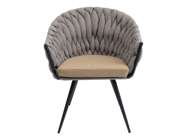 Καρέκλα Με Μπράτσα Knot Δερματίνη Μπεζ-Γκρι 81x62x59εκ - Γκρι