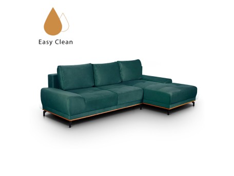 NATURA ΚΑΝΑΠΕΣ ΚΡΕΒΑΤΙ ΓΩΝΙΑ ΔΕΞΙΑ DUSTY PETROL 283x164x90cm