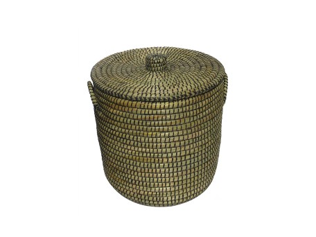 AFRICA ΚΑΛΑΘΙ ΜΕ ΚΑΠΑΚΙ 45x45x50cm KANSGRASS ΦΥΣΙΚΟ ΜΑΥΡΟ PVC
