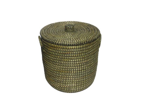 AFRICA ΚΑΛΑΘΙ ΜΕ ΚΑΠΑΚΙ 45x45x50cm KANSGRASS ΦΥΣΙΚΟ ΜΑΥΡΟ PVC