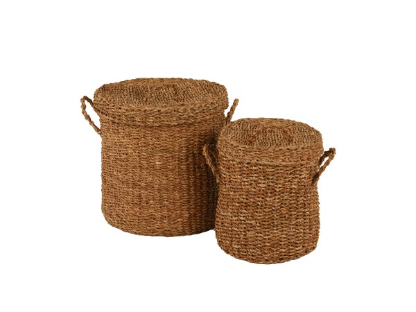 SEAGRASS ΚΑΛΑΘΙ ΜΕ ΚΑΠΑΚΙ SET 2ΤΜΧ 44x44x45cm SEAGRASS ΦΥΣΙΚΟ