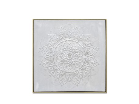 ROZETA ΠΙΝΑΚΑΣ ΔΙΑΚΟΣΜΗΣΗΣ 62x62x5cm ΚΑΜΒΑΣ ΛΕΥΚΟ ΧΡΥΣΟ ΞΥΛΟ