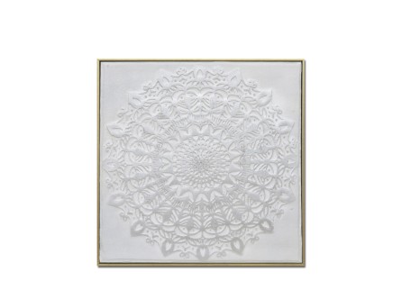 MANDALA ΠΙΝΑΚΑΣ ΔΙΑΚΟΣΜΗΣΗΣ 62x62x5cm ΚΑΜΒΑΣ ΛΕΥΚΟ ΧΡΥΣΟ ΞΥΛΟ