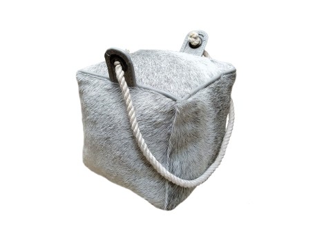 PUERTA ΔΙΑΚΟΣΜΗΤΙΚΟ DOOR STOPPER 15x15x15cm ΔΕΡΜΑ ΓΚΡΙ ΒΑΜΒΑΚΙ