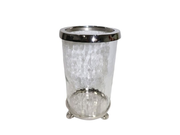 ARGENTUM ΒΑΣΗ ΡΕΣΩ 18x18x34cm ΓΥΑΛΙ ΔΙΑΦΑΝΟ ΑΣΗΜΙ ΑΛΟΥΜΙΝΙΟ
