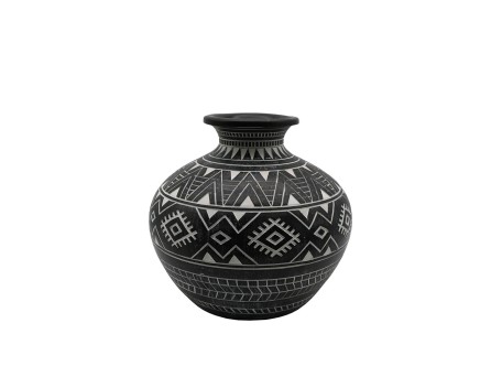 MAYA ΒΑΖΟ 25x25x22cm POLYRESIN ΜΑΥΡΟ ΛΕΥΚΟ