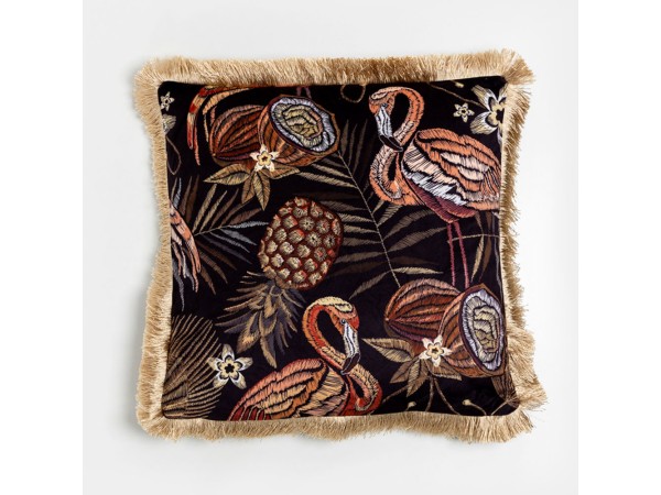 FLAMINGO ΔΙΑΚΟΣΜΗΤΙΚΟ ΜΑΞΙΛΑΡΙ 45x45cm ΥΦΑΣΜΑ ΠΟΛΥΧΡΩΜΟ
